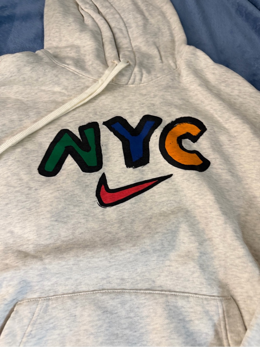 Nike NYC Graphic Hoodie - Light Gray with Multicolor Logo men’s size xl